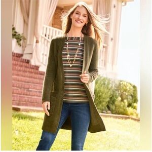 Green Wool Talbots Long Cardigan
